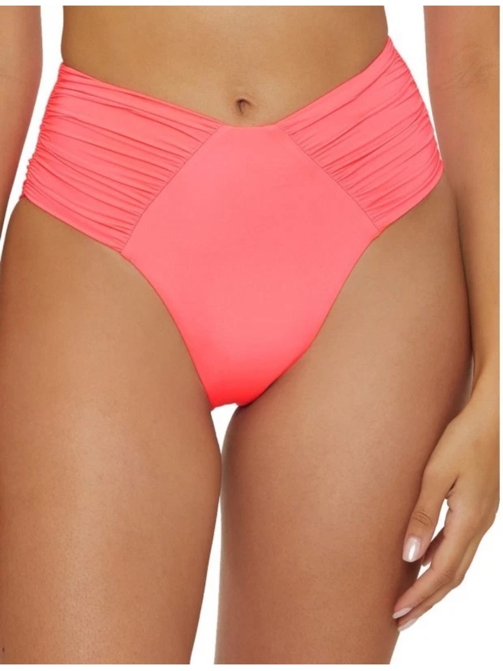 Becca Color Code Ashlyn French Cut Bikini Bottom Coral Reef L NWOT